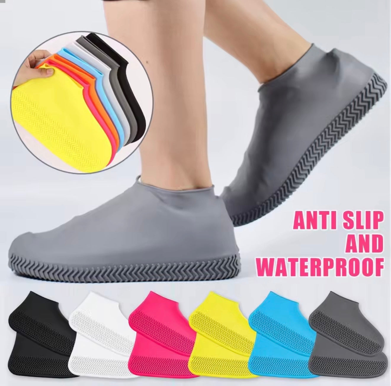 Waterproof Silicone Shoe Covers – Slip-On Rain Protection for All Shoes, All Ages