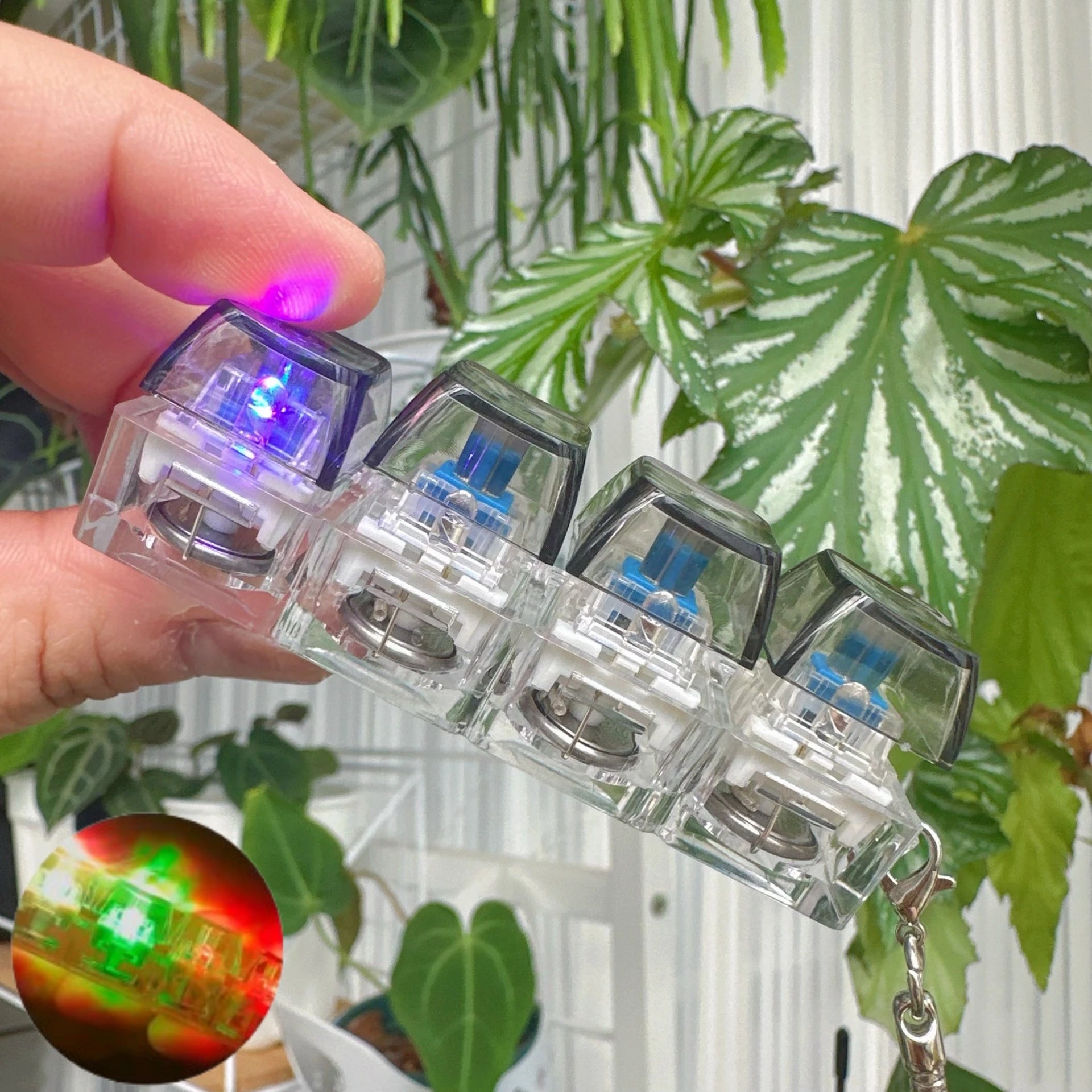 LED Fidget Keycap Toy Viral Click Stress Reliever with Light Up Crystal Keychain