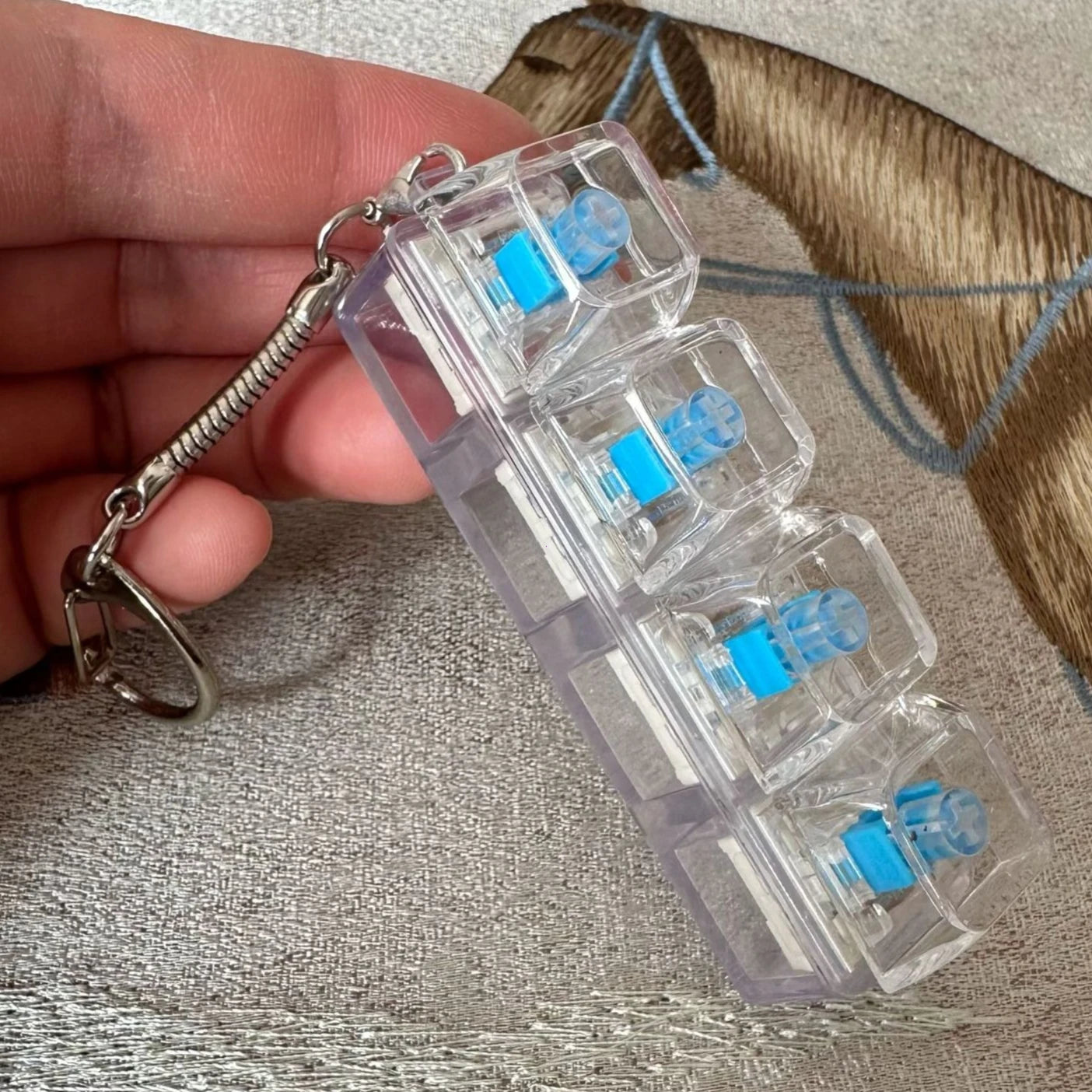 LED Fidget Keycap Toy Viral Click Stress Reliever with Light Up Crystal Keychain