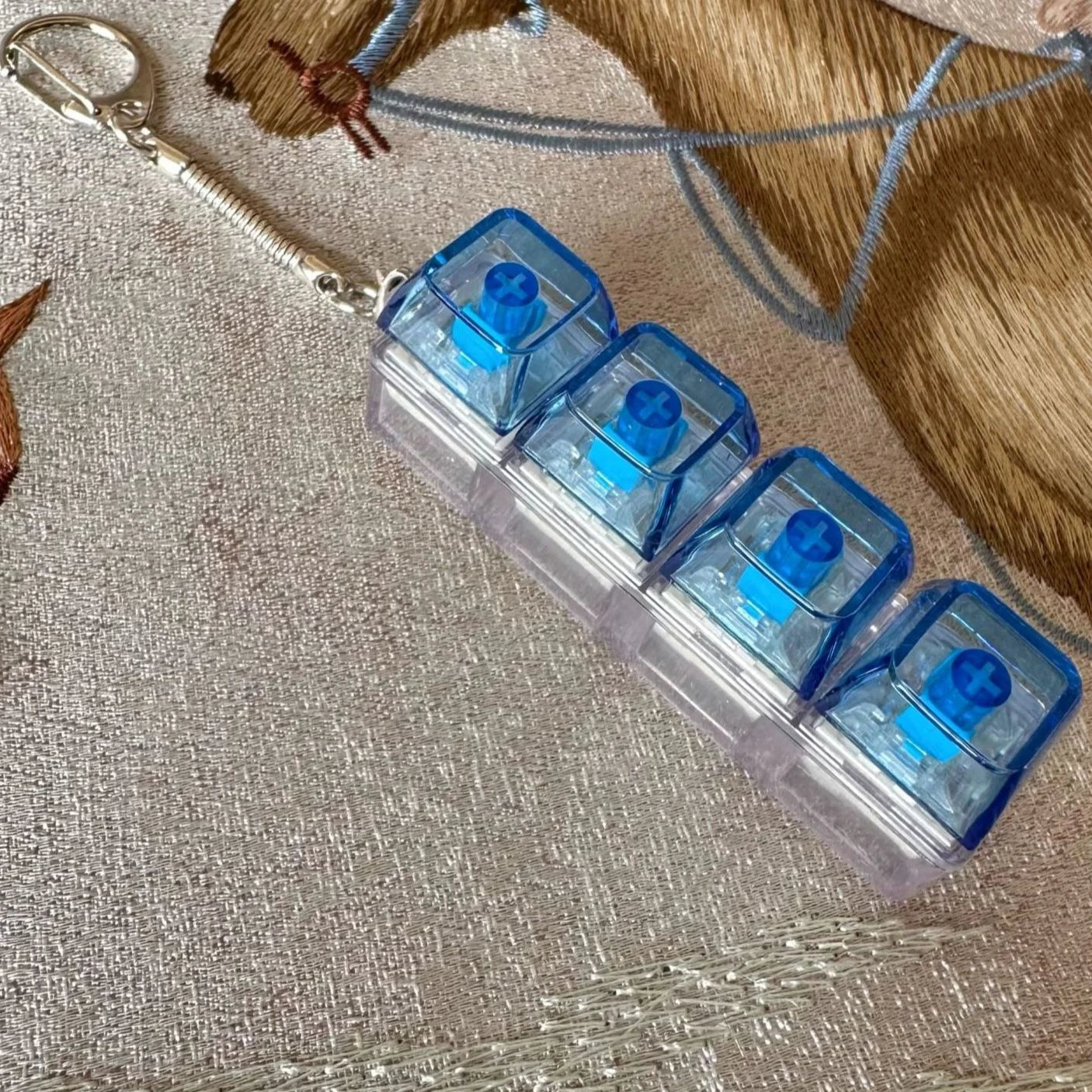 LED Fidget Keycap Toy Viral Click Stress Reliever with Light Up Crystal Keychain