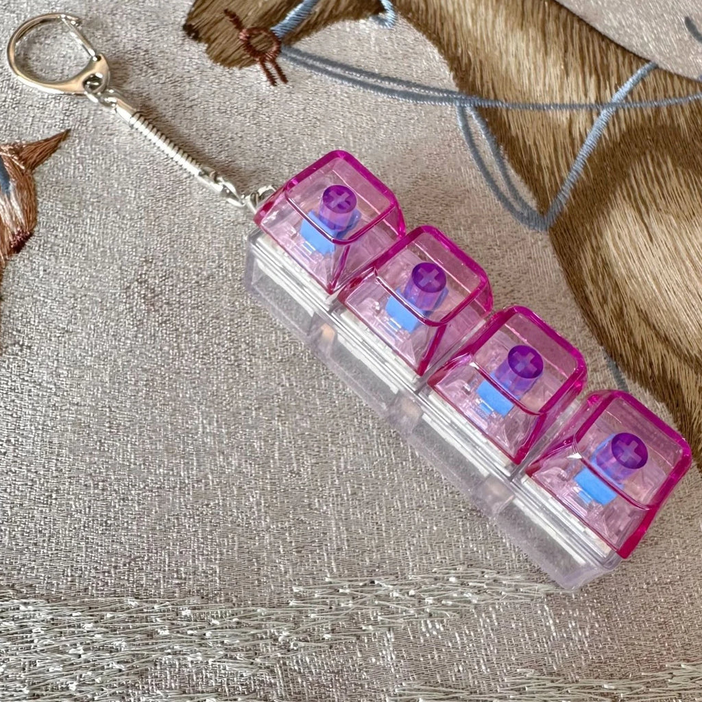 LED Fidget Keycap Toy Viral Click Stress Reliever with Light Up Crystal Keychain