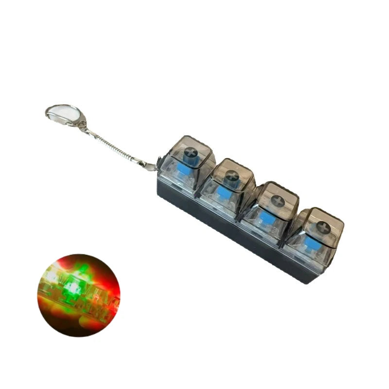 LED Fidget Keycap Toy Viral Click Stress Reliever with Light Up Crystal Keychain