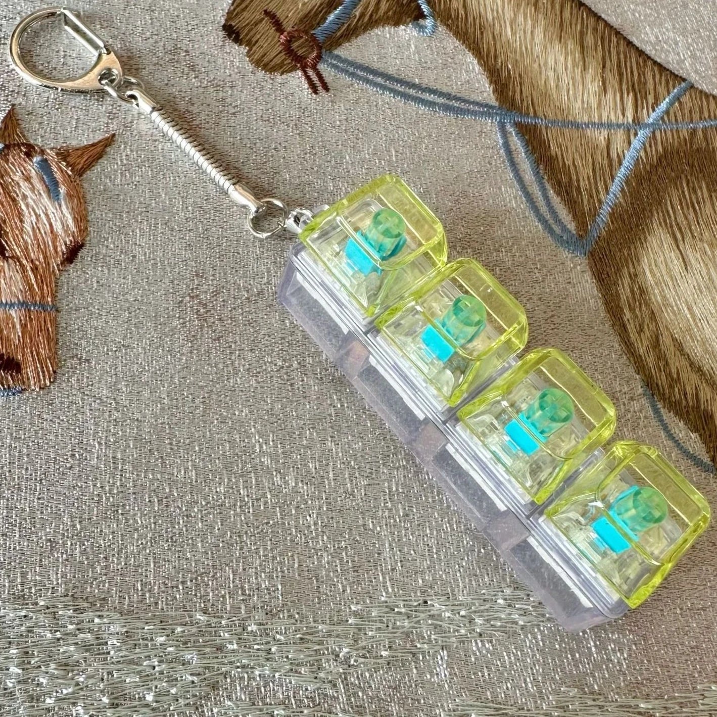 LED Fidget Keycap Toy Viral Click Stress Reliever with Light Up Crystal Keychain