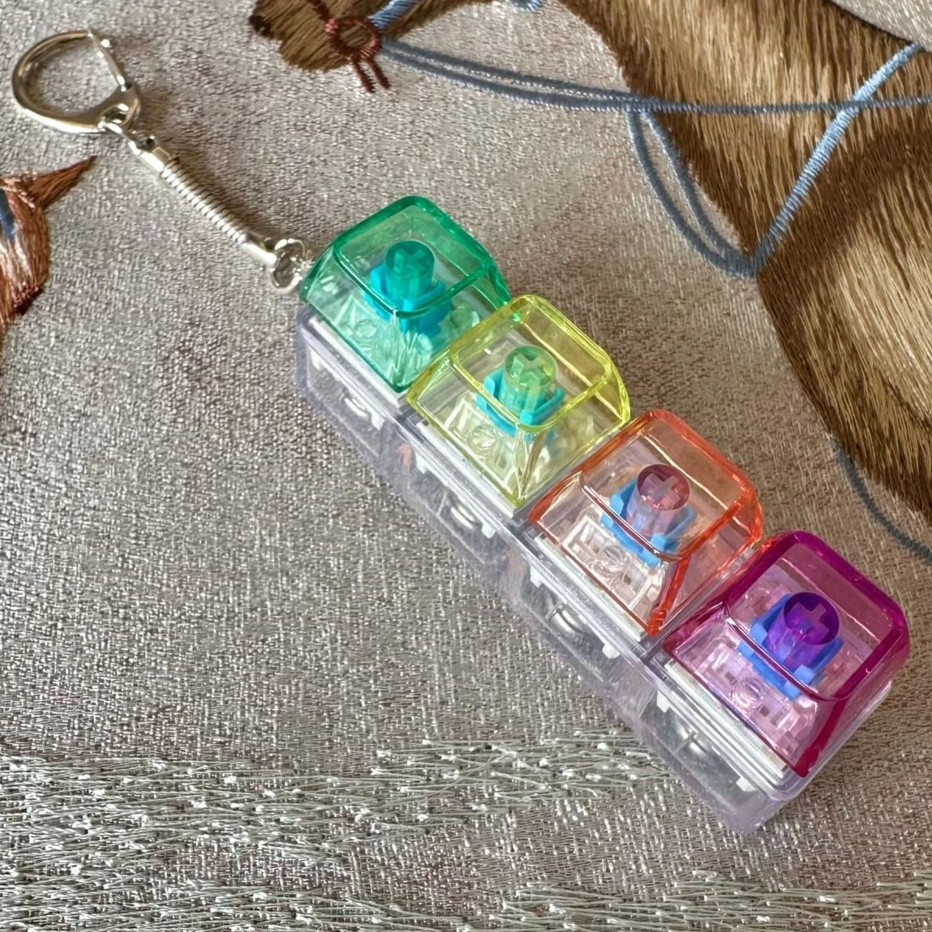 LED Fidget Keycap Toy Viral Click Stress Reliever with Light Up Crystal Keychain